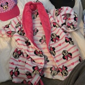 Pink and White Striped Minnie Mouse Robe
